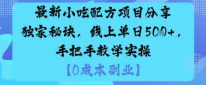 最新小吃配方项目分享独家秘诀，线上单日5张，手把手教学实操-网创项目总站