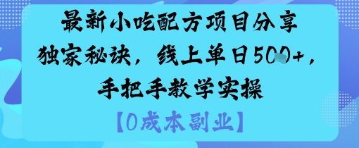 最新小吃配方项目分享独家秘诀，线上单日5张，手把手教学实操-网创项目总站