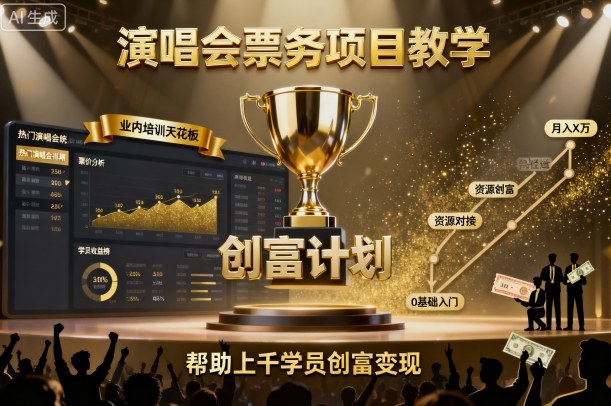 演唱会票务项目教学，业内培训天花板，帮助上千学员创富变现(更新)-网创项目总站