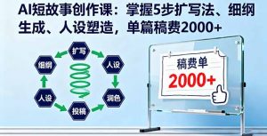 AI短故事创作课：掌握5步扩写法、细纲生成、人设塑造，单篇稿费2000+-网创项目总站