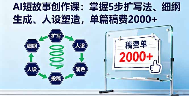AI短故事创作课：掌握5步扩写法、细纲生成、人设塑造，单篇稿费2000+-网创项目总站