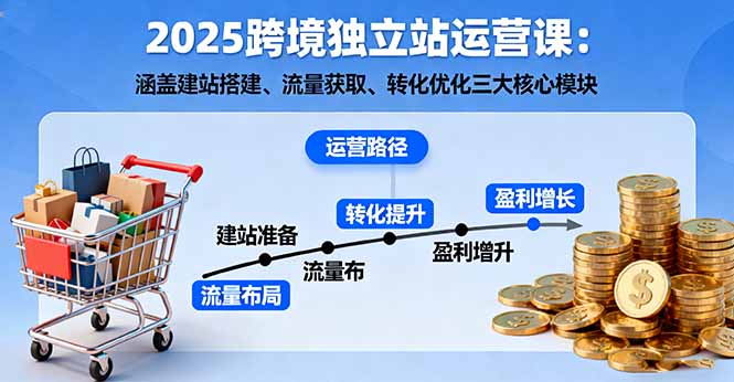 2025跨境独立站运营课：涵盖建站搭建、流量获取、转化优化三大核心模块-网创项目总站