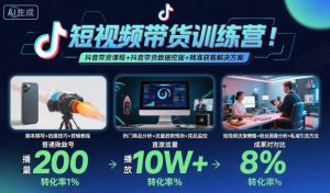 短视频带货训练营，抖音带货课程+抖音带货数据挖掘+精准获客解决方案-网创项目总站