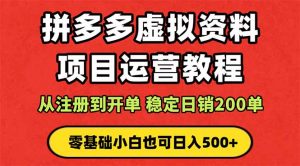 拼多多开店运营课程： 蓝海变现玩法，轻松实现睡后收入 零基础小白也可…-网创项目总站