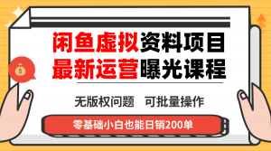 闲鱼虚拟资料最新变现玩法，一人多店无需囤货，多管道收益独家玩法…-网创项目总站