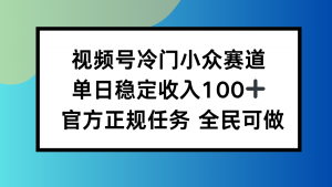 视频号小众赛道，单日稳定收入100+，适合所有人-网创项目总站