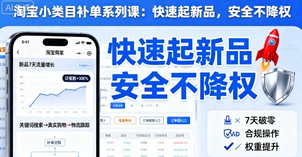 淘宝小类目补单系列课，快速起新品，安全不降权-网创项目总站