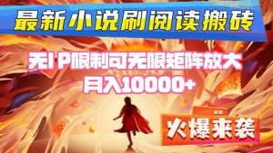 小说阅读搬砖单机每天收益200-400+ 无IP限制可无限矩阵放大 —-网创项目总站