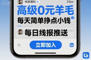 高级0元羊毛线报社群项目，每天简单挣点小钱-网创项目总站