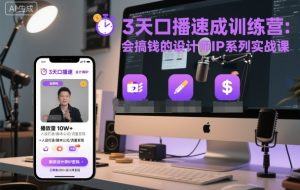3天口播速成训练营，会搞钱的设计师IP系列实战课-网创项目总站
