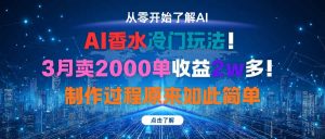 AI香水冷门玩法！3月卖2000单收益2w多！制作过程原来如此简单-网创项目总站