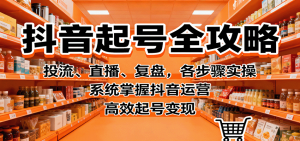 抖音起号全攻略，投流、直播、复盘，各步骤实操，系统掌握抖音运营，高效起号变现-网创项目总站