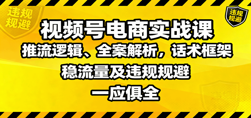 视频号电商实战课：推流逻辑、全案解析，话术框架，稳流量及违规规避等-网创项目总站