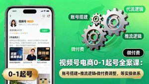 视频号电商0-1起号全案课：账号搭建+推流逻辑+微付费调整，等实操体系-网创项目总站