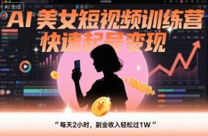 AI美女短视频训练营，快速起号变现，每天2小时，副业收入轻松过1W-网创项目总站