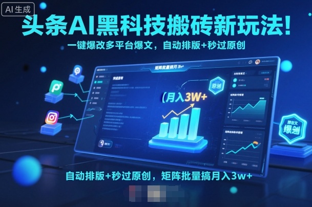 头条AI黑科技搬砖新玩法！一键爆改多平台爆文，自动排版+秒过原创，矩阵批量搞月入3w+【揭秘】-网创项目总站