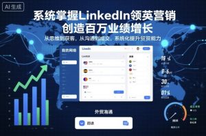 系统掌握LinkedIn领英营销，创造百万业绩增长，从思维到获客，从沟通到成交，系统化提升外贸能力-网创项目总站