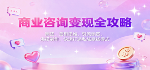商业咨询变现全攻略：销售、营销思维，引流锁客，海报制作，快速打造私域赚钱模式-网创项目总站