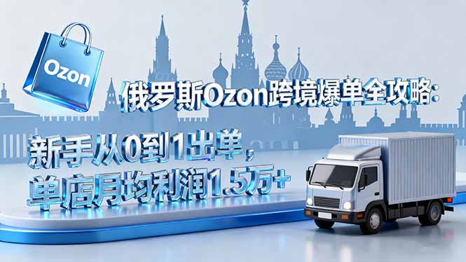 俄罗斯Ozon跨境爆单全攻略：新手从0到1出单，单店月均利润1.5万+-网创项目总站