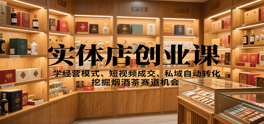 实体店创业课：学经营模式、短视频成交、私域自动转化，挖掘烟酒茶赛道机会-网创项目总站