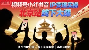 视频号小红书抖音IP变现实操北京站线下大课，40+行业短视频高变现姿势，100+IP高变现实操技术-网创项目总站