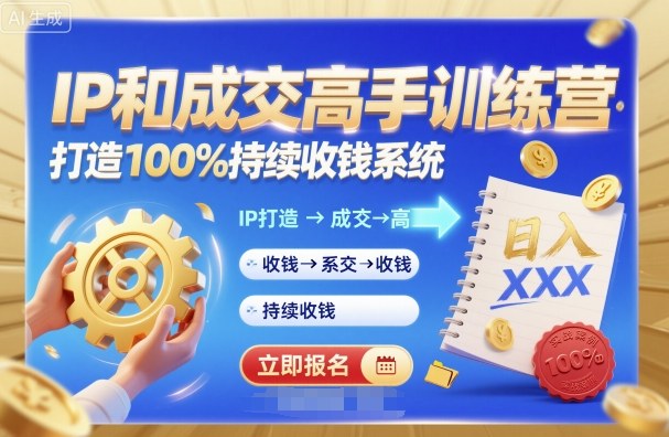 带你成为IP和成交高手的训练营，打造100%持续收钱系统-网创项目总站