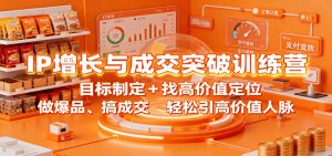 IP增长与成交突破训练营：目标制定+找高价值定位，做爆品、搞成交，轻松引高价值人脉-网创项目总站