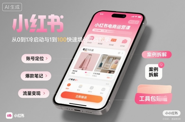 小红书电商运营课：从0到1冷启动与1到100快速增长实战教学-网创项目总站