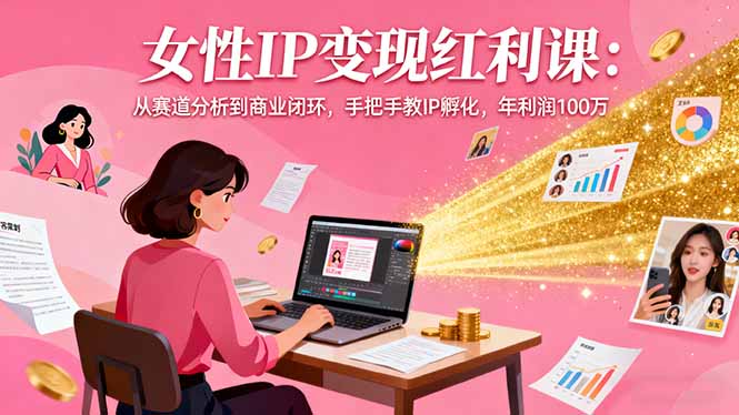 女性IP变现红利课：从赛道分析到商业闭环，手把手教IP孵化，年利润100万-网创项目总站