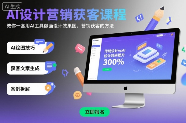 AI设计营销获客课程，教你一套用AI工具做画设计效果图，营销获客的方法-网创项目总站