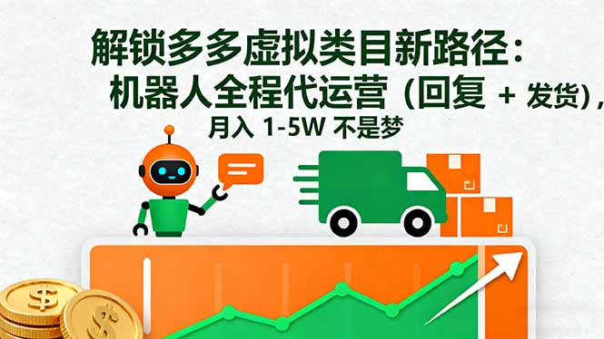 解锁多多虚拟类目新路径：机器人全程代运营(回复 + 发货-网创项目总站