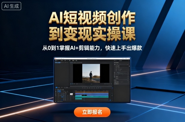 AI短视频创作到变现实操课，从0到1掌握AI+剪辑能力，快速上手出爆款(更新10月)-网创项目总站