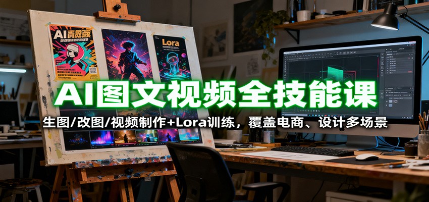 AI图文视频全技能课：生图/改图/视频制作+Lora训练，覆盖电商 、设计多场景-网创项目总站