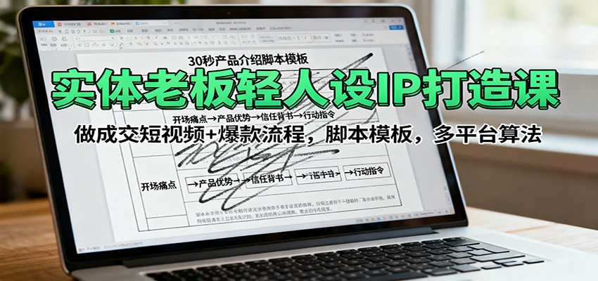 实体老板轻人设IP打造课：做成交短视频+爆款流程，脚本模板，多平台算法-网创项目总站