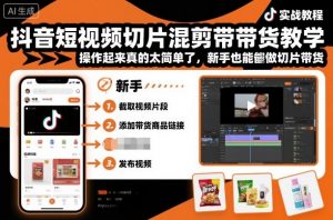 抖音短视频切片混剪带货教学，操作起来真的太简单了，新手也能做切片带货-网创项目总站