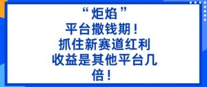 “炬焰”：平台撒钱期！抓住新赛道红利，5分钟二创内容，收益是其他平台几倍！-网创项目总站