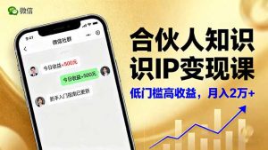 合伙人知识IP变现课，微信生态,内容创作与爆款打造,全网引流，新手月入2w+-网创项目总站