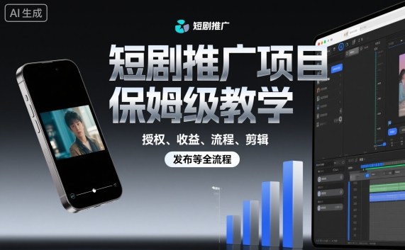 短剧推广项目保姆级教学，授权、收益、流程、剪辑，发布等全流程-网创项目总站