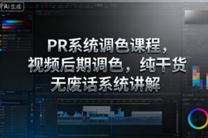 PR系统调色课程，视频后期调色，纯干货无废话系统讲解-网创项目总站