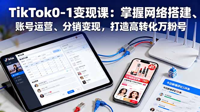 TikTok0-1变现课：掌握网络搭建、账号运营、分销变现，打造高转化万粉号-网创项目总站