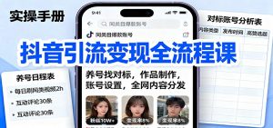抖音引流变现全流程课：养号找对标，作品制作，账号设置，全网内容分发-网创项目总站