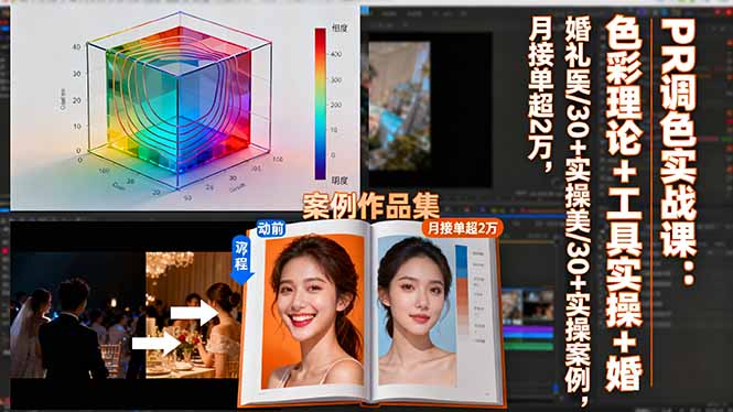 PR调色实战课：色彩理论+工具实操+婚礼医美/30+实操案例，月接单超2万-网创项目总站
