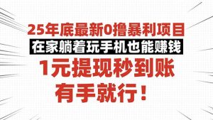 25年底最新0撸暴利项目，在家躺着玩手机也能赚钱，1元提现秒到账，有手…-网创项目总站