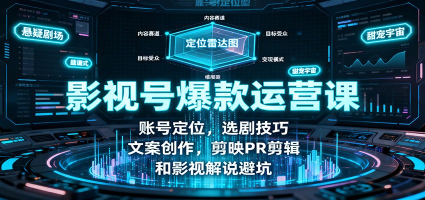 影视号爆款运营课：账号定位，选剧技巧，文案创作，剪映PR剪辑和影视解说避坑-网创项目总站
