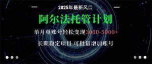 阿尔法托管计划 单账号月入3000-5000，长期稳定项目，新手小白轻松上手。-网创项目总站