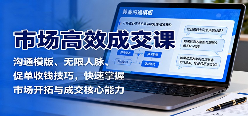 市场高效成交课：沟通模版、无限人脉、促单收钱技巧，快速掌握市场开拓与成交核心能力-网创项目总站