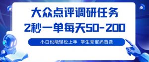 大众点评调研，电脑任务，2秒一单每天50-2张，学生党宝妈首选【揭秘】-网创项目总站