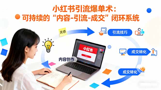 小红书引流爆单术：构建一套低成本 可持续的“内容-引流-成交”闭环系统-网创项目总站