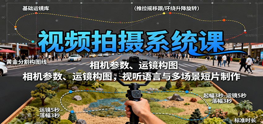 视频拍摄系统课：相机参数、运镜构图，视听语言与多场景短片制作-网创项目总站