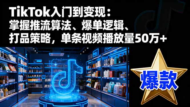 TikTok入门到变现：掌握推流算法、爆单逻辑、打品策略，单条视频播放量50w-网创项目总站